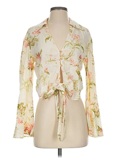 Pre-owned Mng Long Sleeve Blouse In Ivory