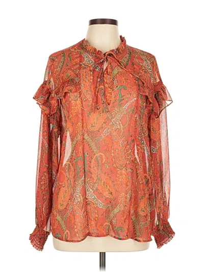 Pre-owned Mng Long Sleeve Blouse In Orange
