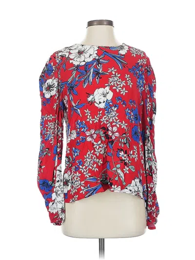 Pre-owned Mng Long Sleeve Blouse In Red