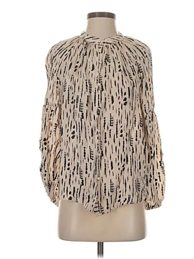 Mng Long Sleeve Blouse In Tan