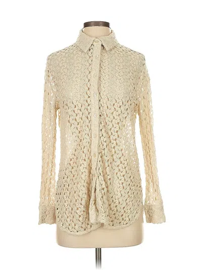 Pre-owned Mng Long Sleeve Blouse In White
