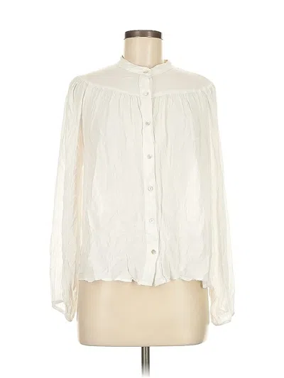 Pre-owned Mng Long Sleeve Blouse In White