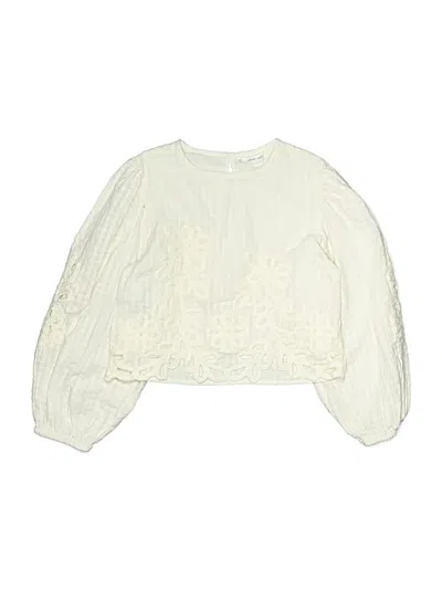 Pre-owned Mng Kids' Long Sleeve Blouse In White