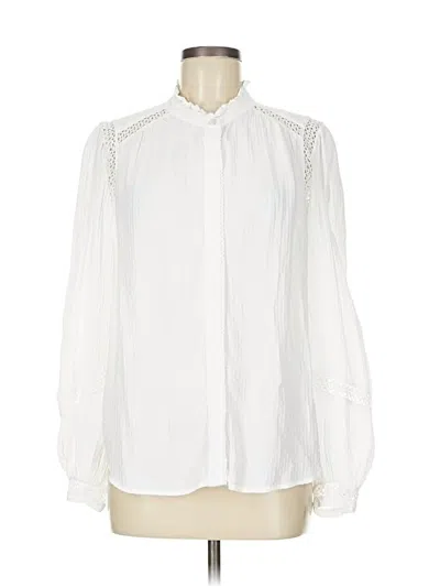 Pre-owned Mng Long Sleeve Blouse In White