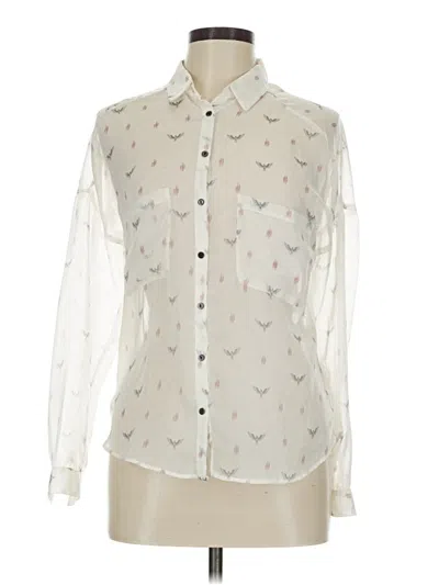 Pre-owned Mng Long Sleeve Blouse In White