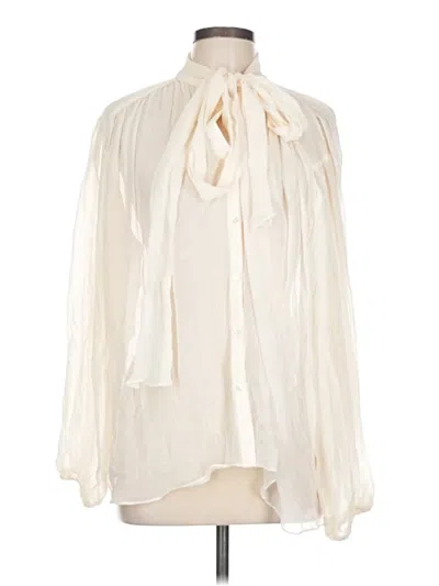 Pre-owned Mng Long Sleeve Blouse In White