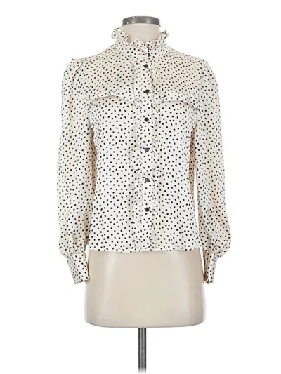 Pre-owned Mng Long Sleeve Blouse In White