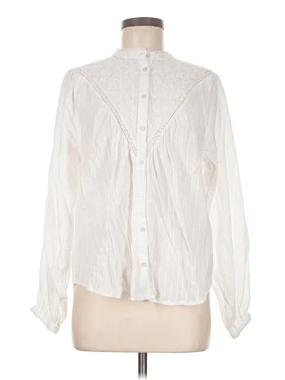 Pre-owned Mng Long Sleeve Blouse In White