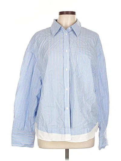 Pre-owned Mng Long Sleeve Button Down Shirt In Blue