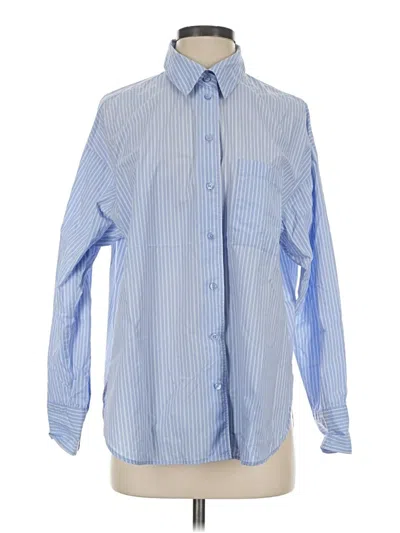 Pre-owned Mng Long Sleeve Button Down Shirt In Blue