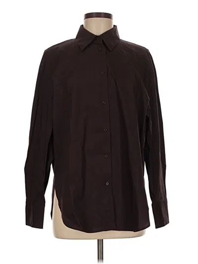 Pre-owned Mng Long Sleeve Button Down Shirt In Brown