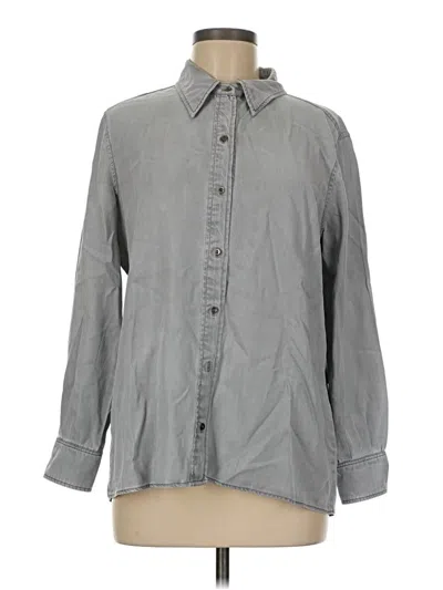 Pre-owned Mng Long Sleeve Button Down Shirt In Gray