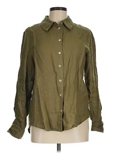 Pre-owned Mng Long Sleeve Button Down Shirt In Green
