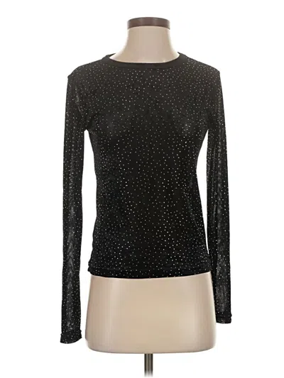 Pre-owned Mng Long Sleeve Top Black Crew Neck Tops