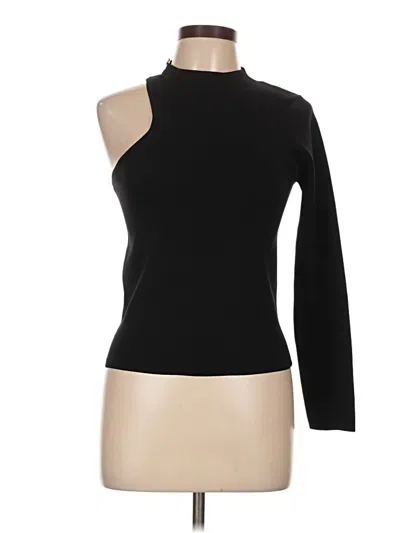 Pre-owned Mng Long Sleeve Top Black One Shoulder Neckline Tops