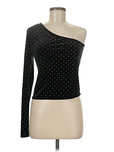 Pre-owned Mng Long Sleeve Top Black One Shoulder Neckline Tops
