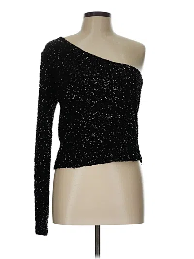 Pre-owned Mng Long Sleeve Top Black One Shoulder Neckline Tops