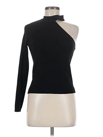 Pre-owned Mng Long Sleeve Top Black One Shoulder Neckline Tops