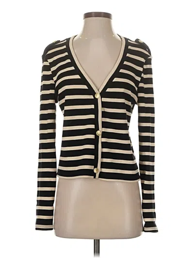 Pre-owned Mng Long Sleeve Top Black Plunge Neckline Tops