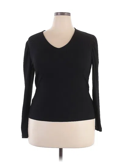 Pre-owned Mng Long Sleeve Top Black Scoop Neck Tops