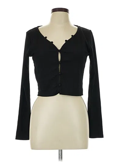 Pre-owned Mng Long Sleeve Top Black Sweetheart Neckline Tops