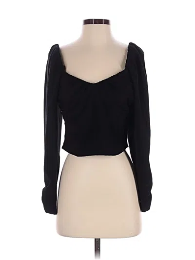Pre-owned Mng Long Sleeve Top Black Sweetheart Neckline Tops