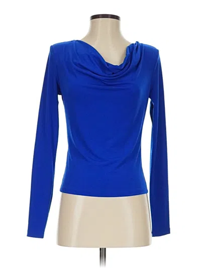 Pre-owned Mng Long Sleeve Top Blue Cowl Neck Tops