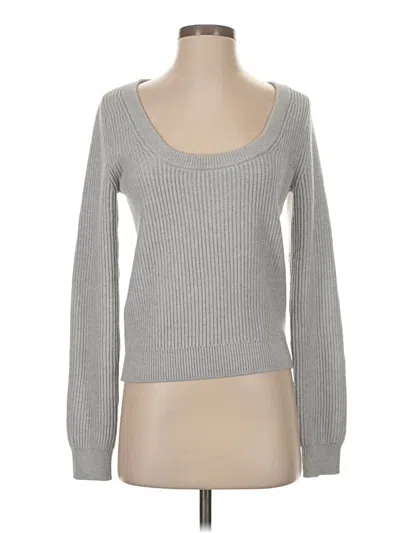 Pre-owned Mng Long Sleeve Top Gray Scoop Neck Tops