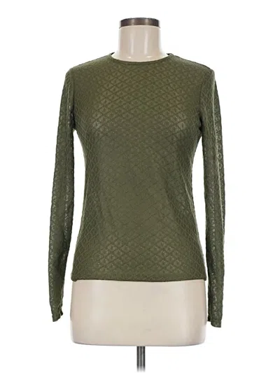Pre-owned Mng Long Sleeve Top Green Crew Neck Tops