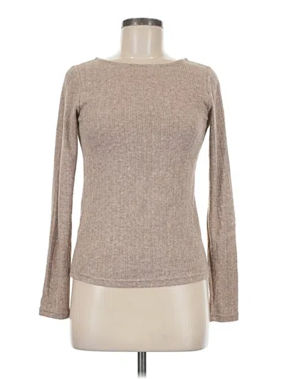 Pre-owned Mng Long Sleeve Top Tan Boatneck Tops In Brown