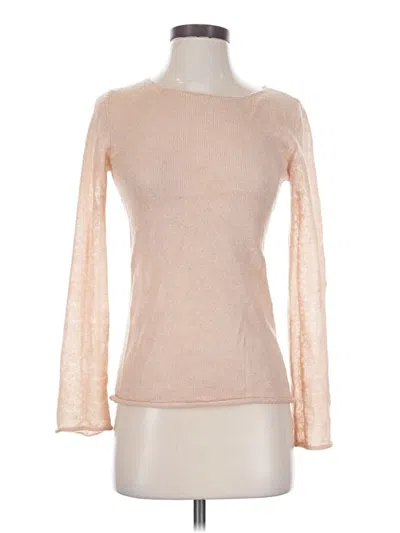 Pre-owned Mng Long Sleeve Top Tan Crew Neck Tops