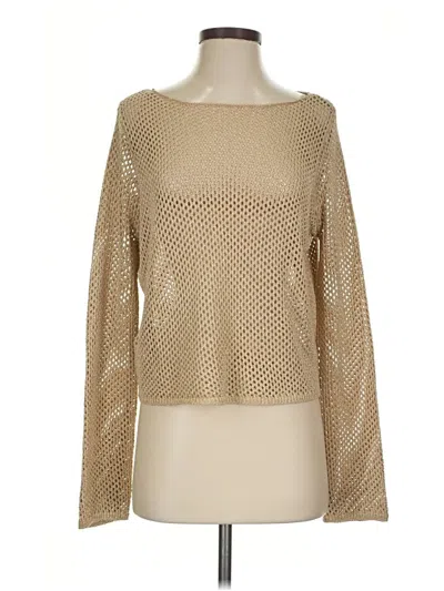 Pre-owned Mng Long Sleeve Top Tan Square Neckline Tops
