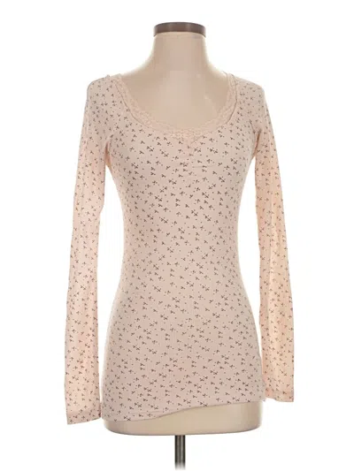 Pre-owned Mng Long Sleeve Top Tan Sweetheart Neckline Tops