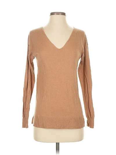 Pre-owned Mng Long Sleeve Top Tan V Neck Tops