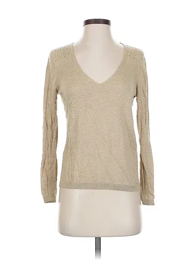 Pre-owned Mng Long Sleeve Top Tan V Neck Tops In Brown
