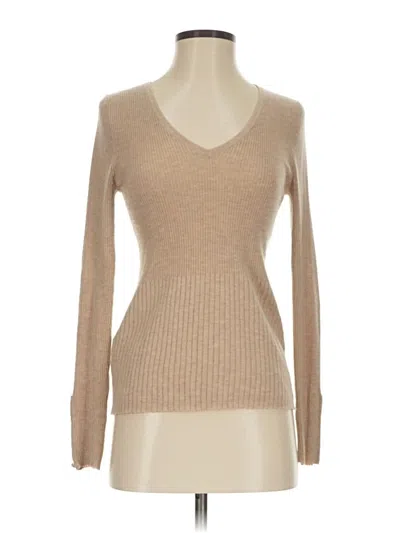 Pre-owned Mng Long Sleeve Top Tan V Neck Tops In Brown