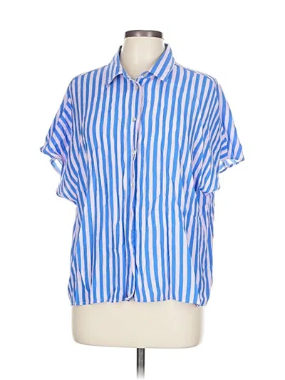 Pre-owned Mng Short Sleeve Blouse In Blue