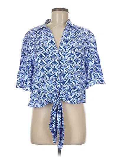Pre-owned Mng Short Sleeve Blouse In Blue