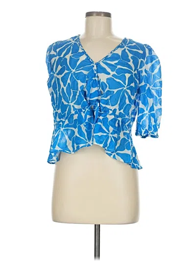 Pre-owned Mng Short Sleeve Blouse In Blue