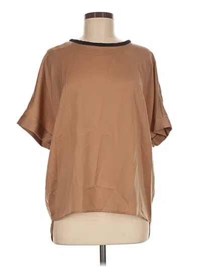 Pre-owned Mng Short Sleeve Blouse In Brown
