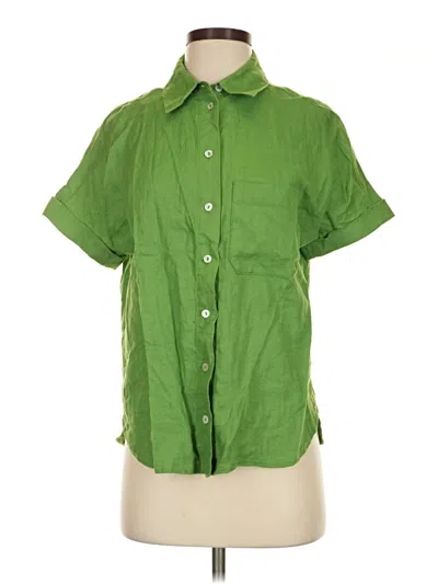 Pre-owned Mng Short Sleeve Blouse In Green