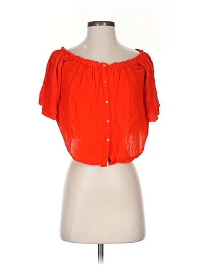 Pre-owned Mng Short Sleeve Blouse In Orange
