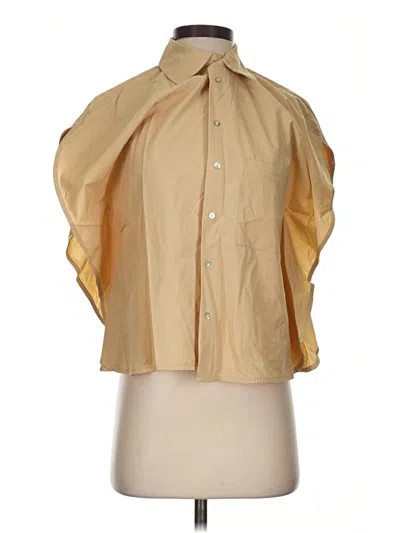 Pre-owned Mng Short Sleeve Blouse In Tan