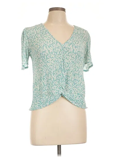 Pre-owned Mng Short Sleeve Blouse In Teal