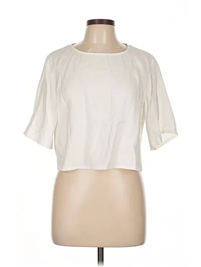 Pre-owned Mng Short Sleeve Blouse In White