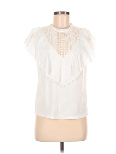 Pre-owned Mng Short Sleeve Blouse In White