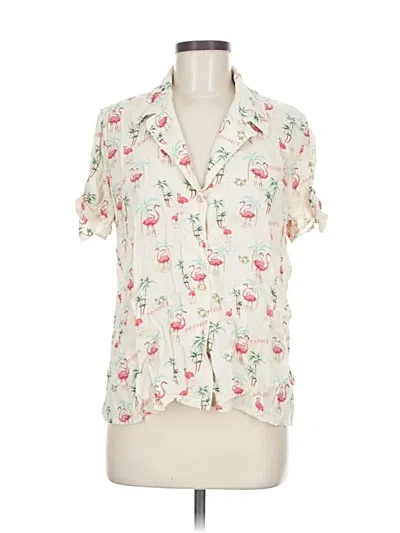 Pre-owned Mng Short Sleeve Blouse In White