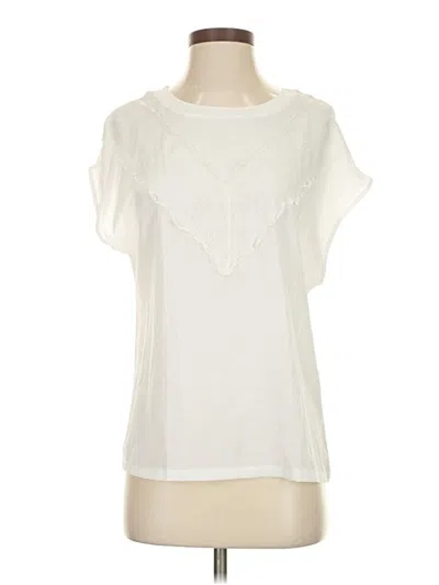 Pre-owned Mng Short Sleeve Blouse In White