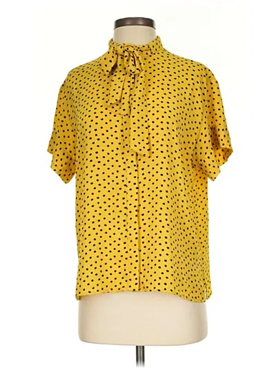 Pre-owned Mng Short Sleeve Blouse In Yellow