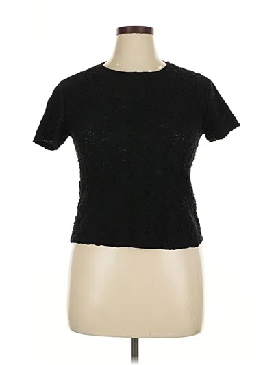 Pre-owned Mng Short Sleeve Top Black Crew Neck Tops